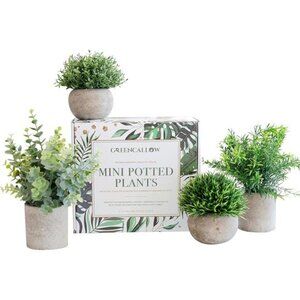 Artificial Plants for Home Decor Indoor.4 Mini Plants, Rosemary Faux Plant Decor